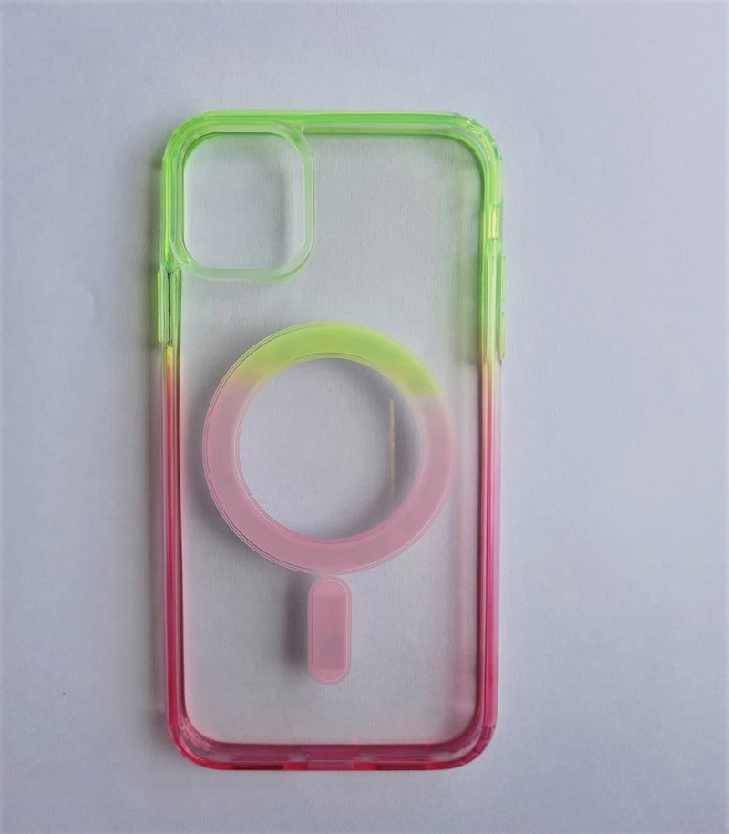 Capa Magsafe Silicone com Bordas Coloridas efeito Gradiente para Iphone 11