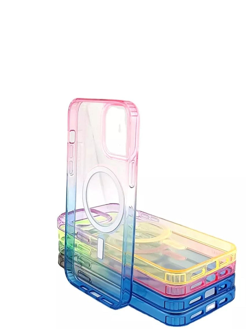 Capa Magsafe Silicone com Bordas Coloridas efeito Gradiente para Iphone 11