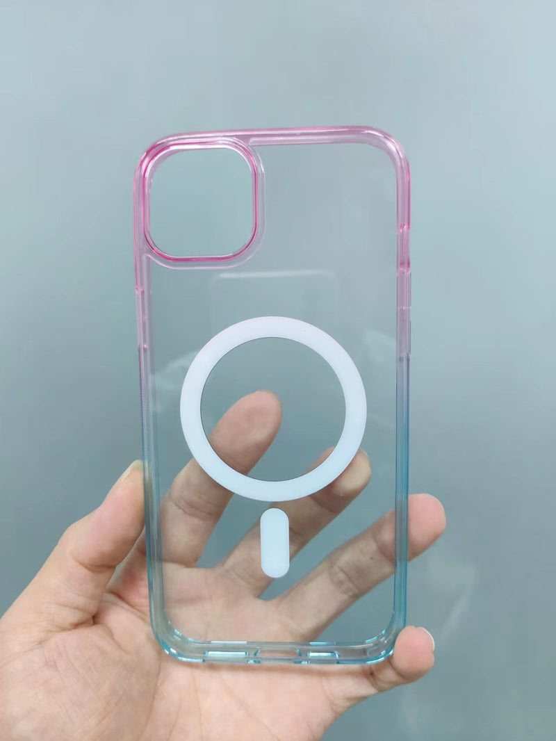 Capa Magsafe Silicone com Bordas Coloridas efeito Gradiente para Iphone 11