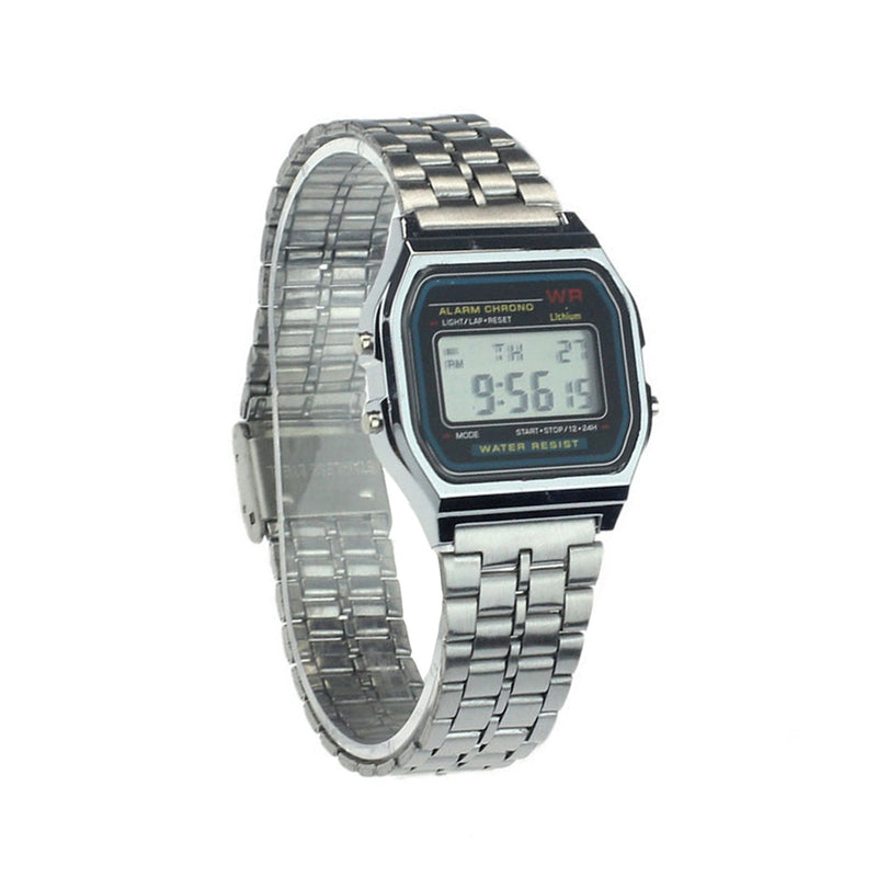 Relógio Retrô Wr Digital Pulseira Inox Cássio Unissex