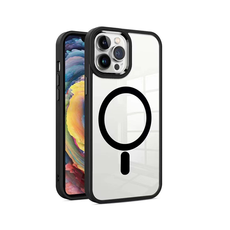 Capa Magsafe Transparente com Bordas Coloridas para Iphone 14